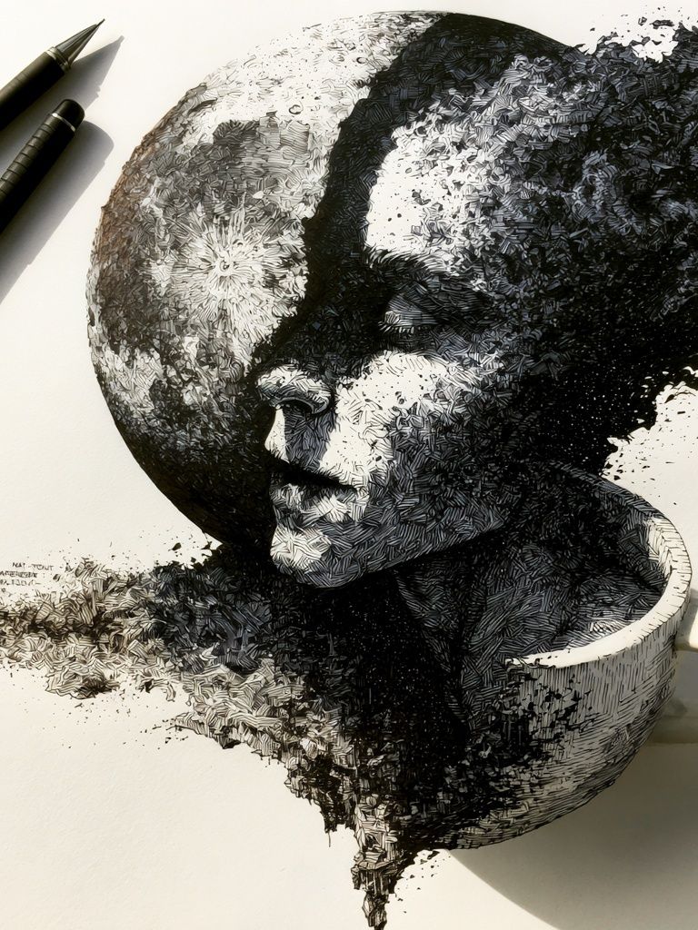Surreal Moon Portrait Print. poster detail