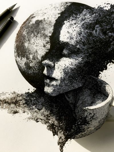 Surreal Moon Portrait Print. poster