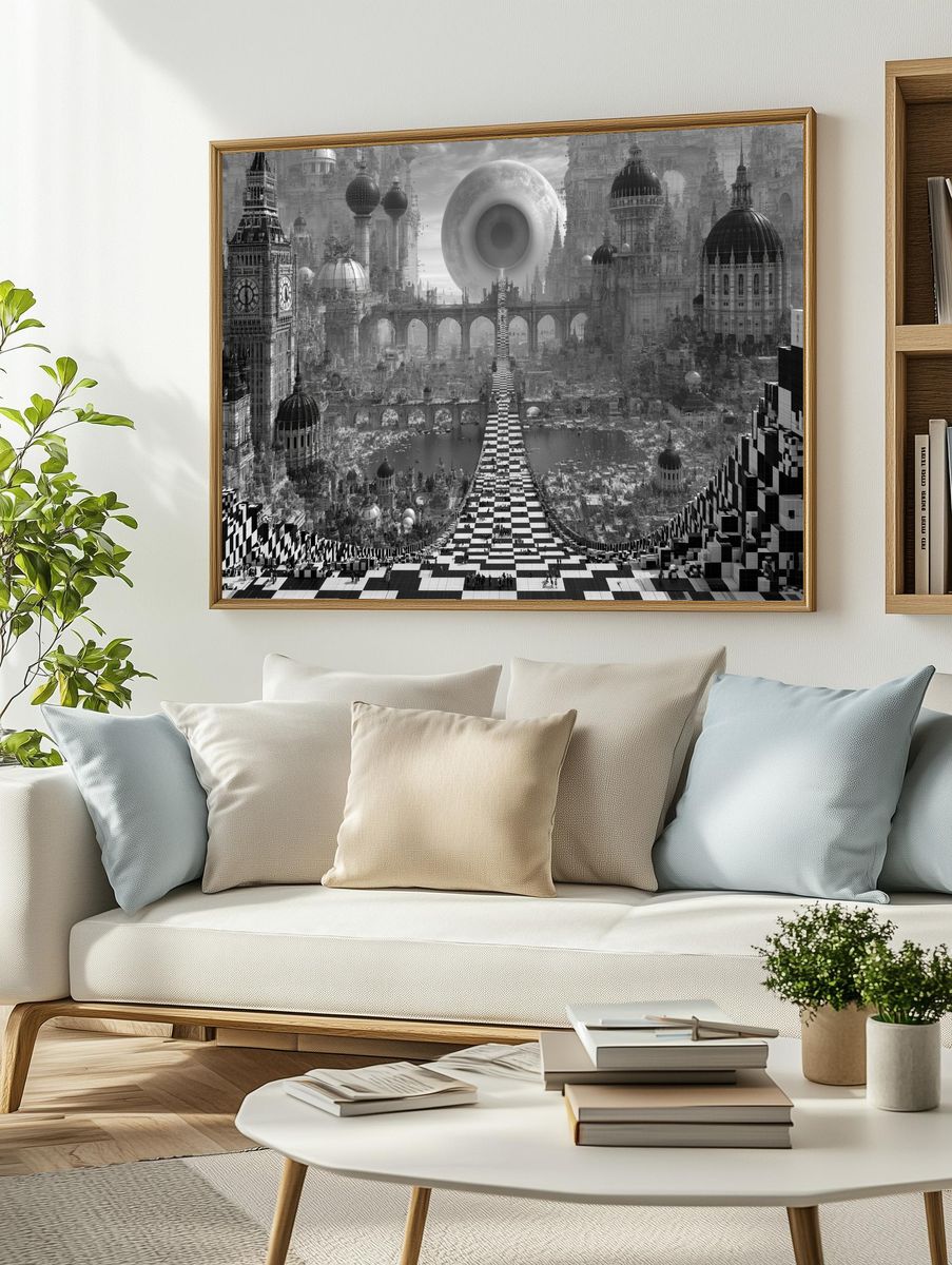 Surreal Cityscape — Fine-Art Print. — room view 2