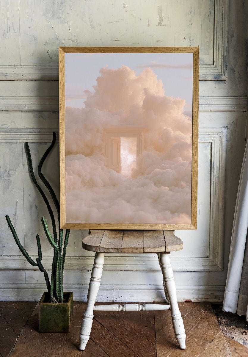 Cloud Doorway Surrealism Print. — room view 1