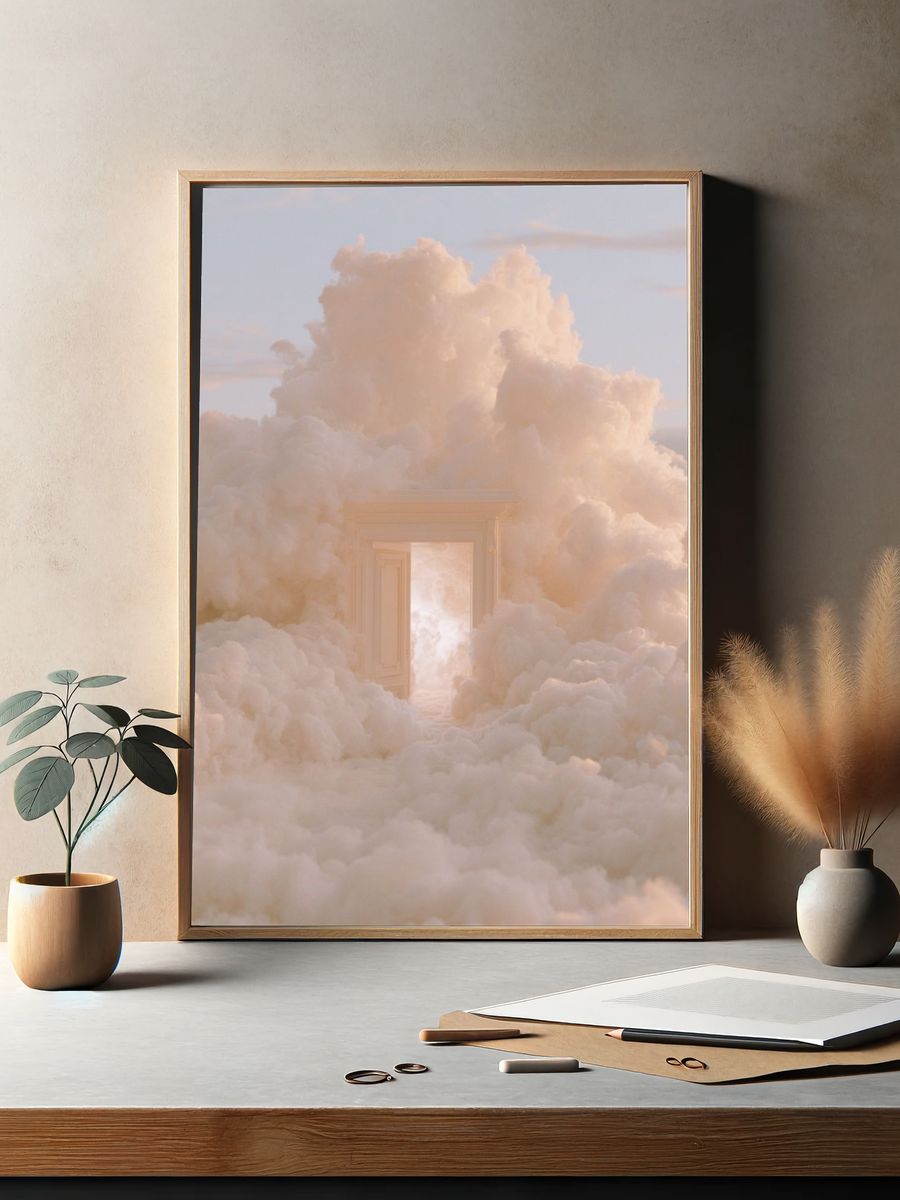 Cloud Doorway Surrealism Print. — room view 2