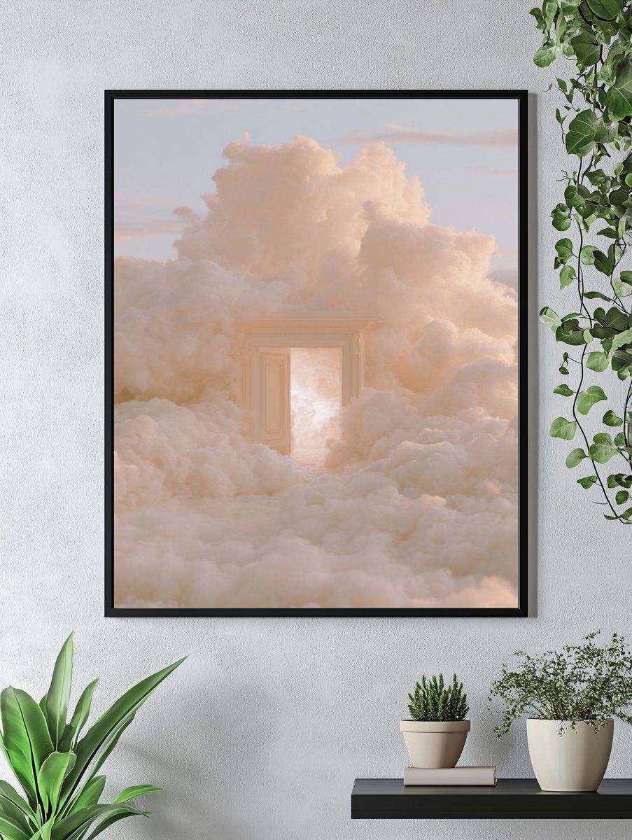Cloud Doorway Surrealism Print. — room view 4