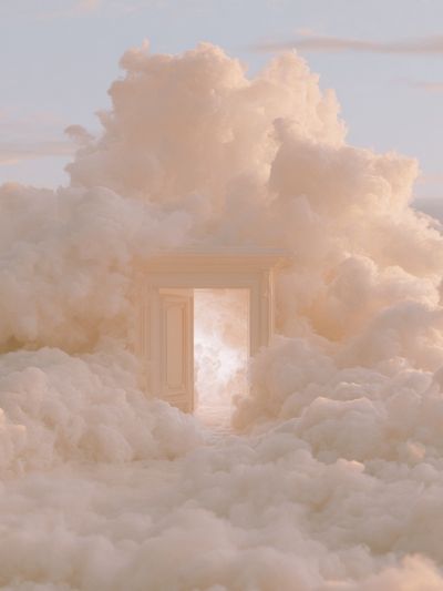 Cloud Doorway Surrealism Print. poster