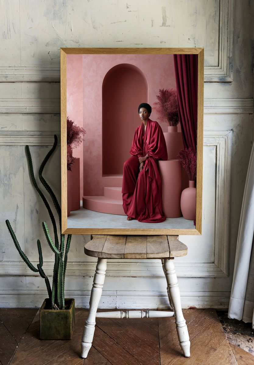 Crimson Elegance Fashion Poster. room preview