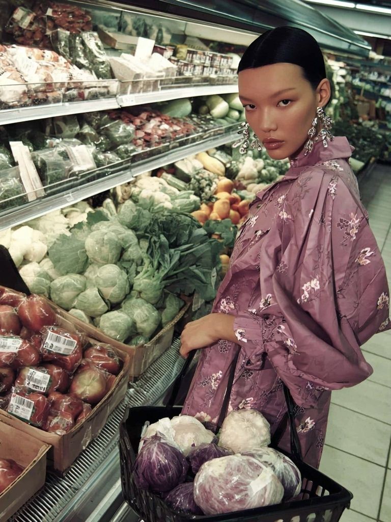 Fashion Model in Grocery Aisle Poster. poster — fashion art