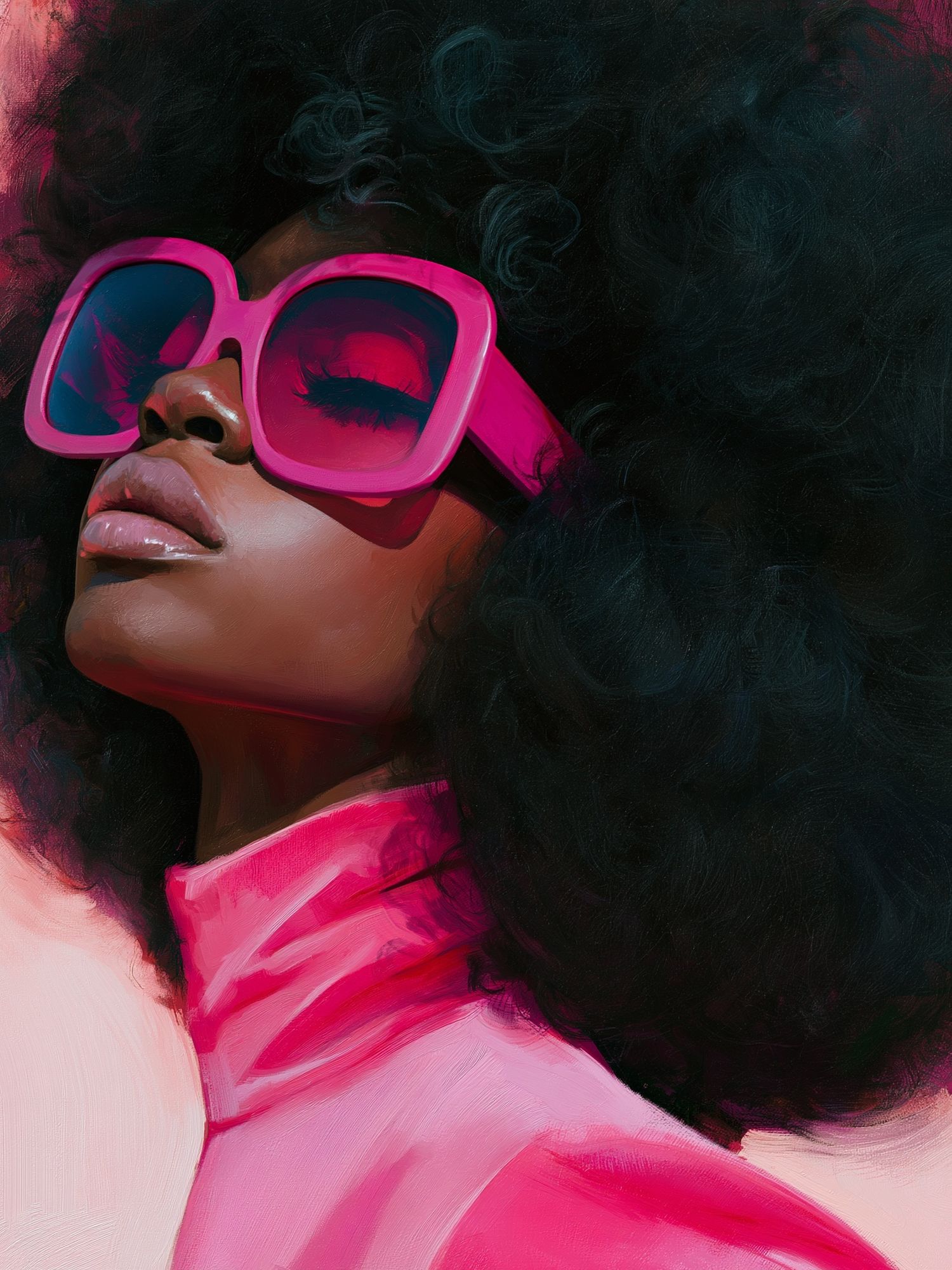 Pink Sunglasses Portrait Print. poster — fashion art