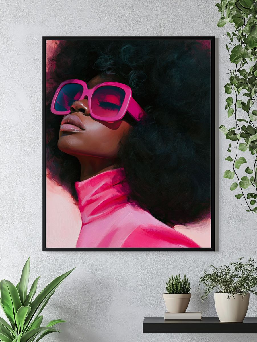 Pink Sunglasses Portrait Print. — room view 4