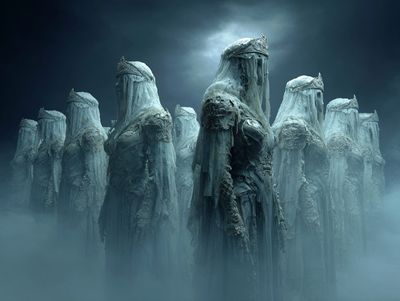 Veiled Statues Surrealism Print. poster print