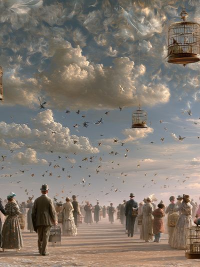 Surreal Birdcage Sky Poster.