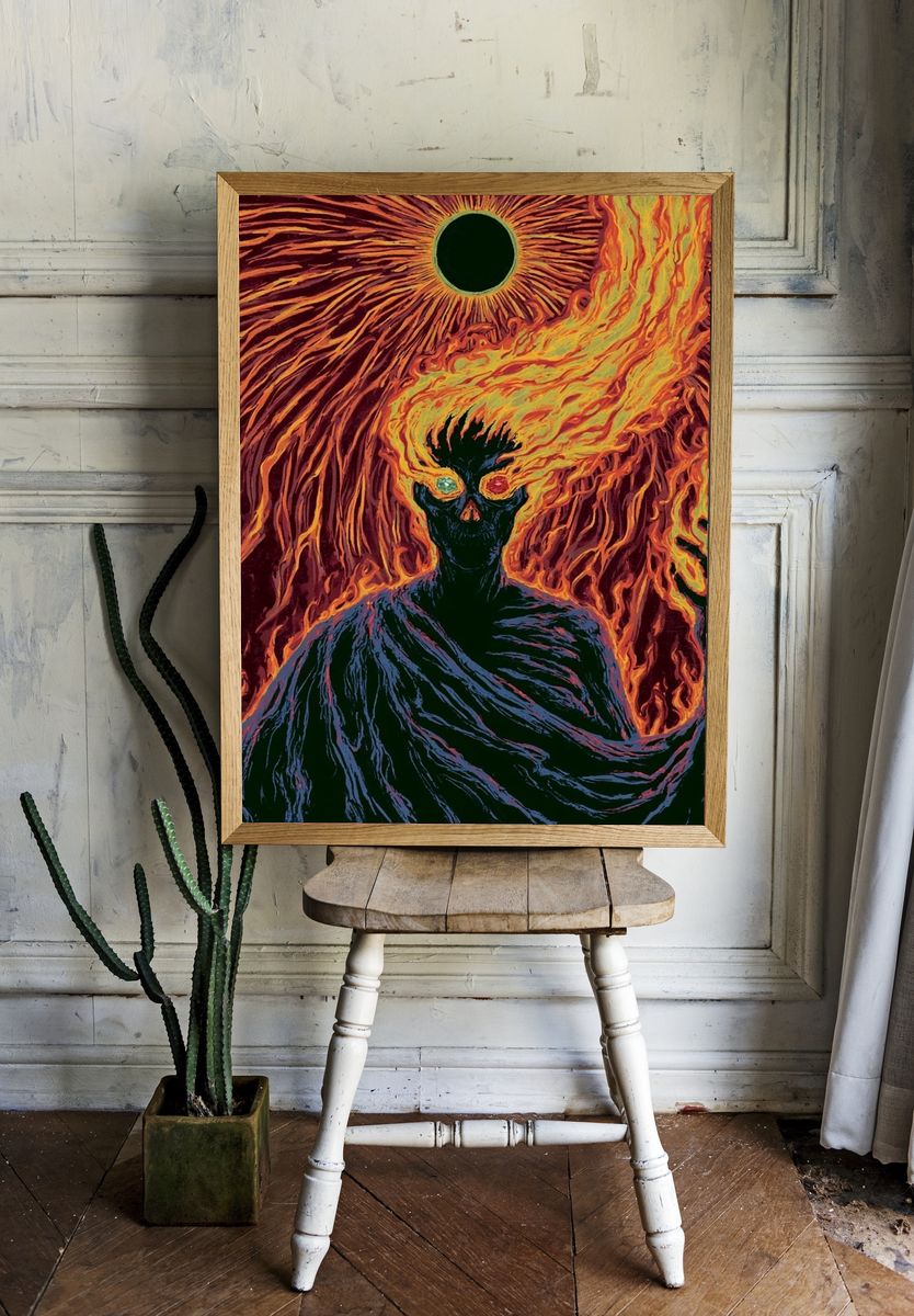 Infernal Eclipse Surrealism Poster. room preview