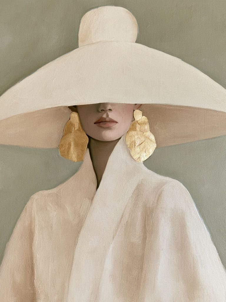 Elegant Hat Portrait Print. poster — fashion art