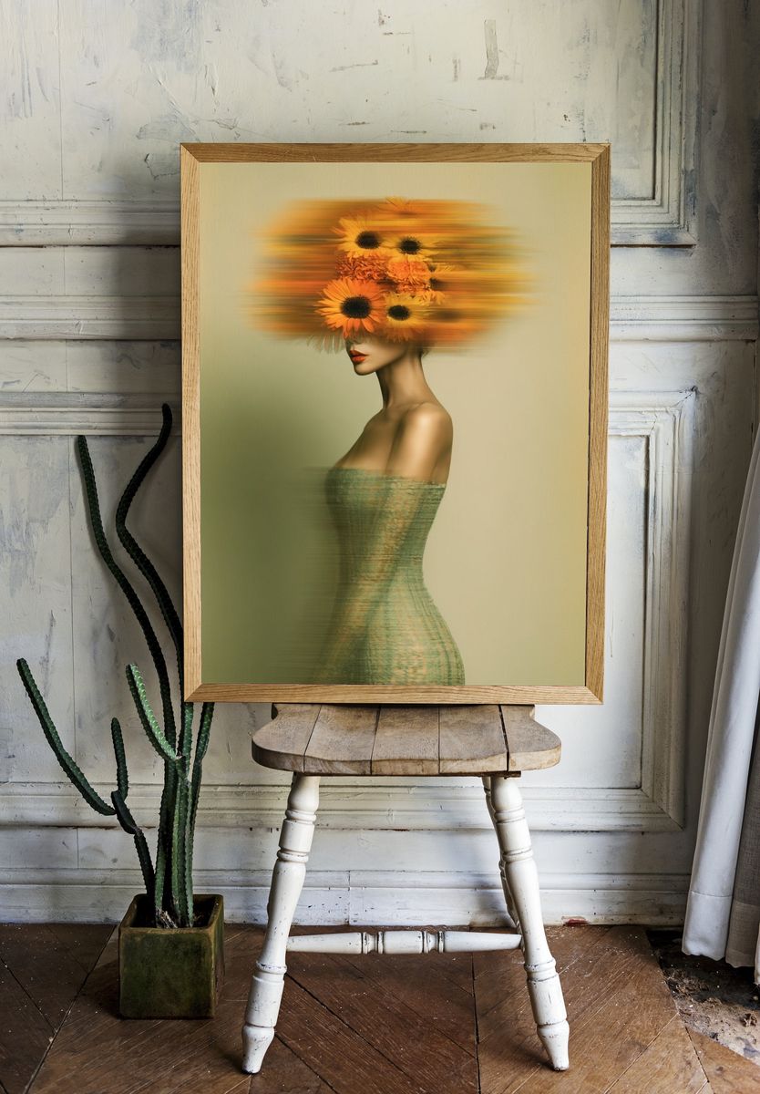 Sunflower Muse Fashion Print. room preview