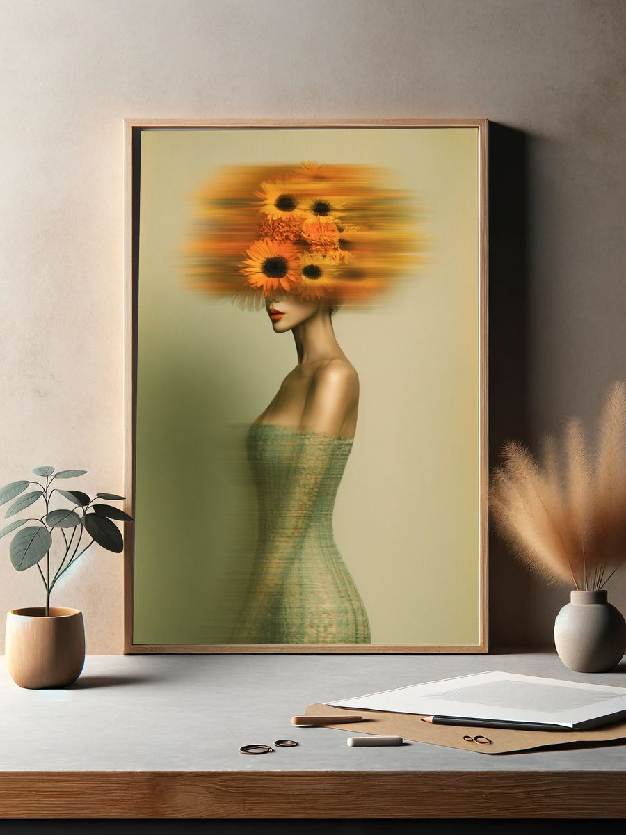 Sunflower Muse Fashion Print. — room view 2