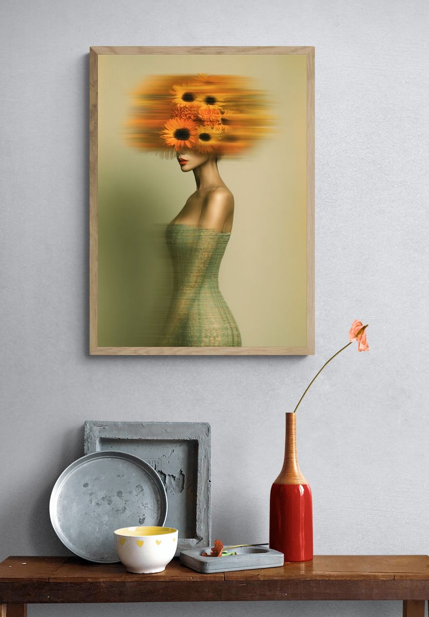 Sunflower Muse Fashion Print. — room view 3