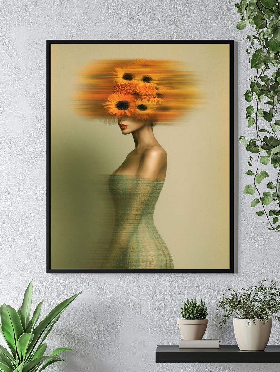 Sunflower Muse Fashion Print. — room view 4