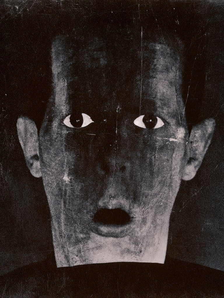 Surreal Face Black-White Poster. poster detail