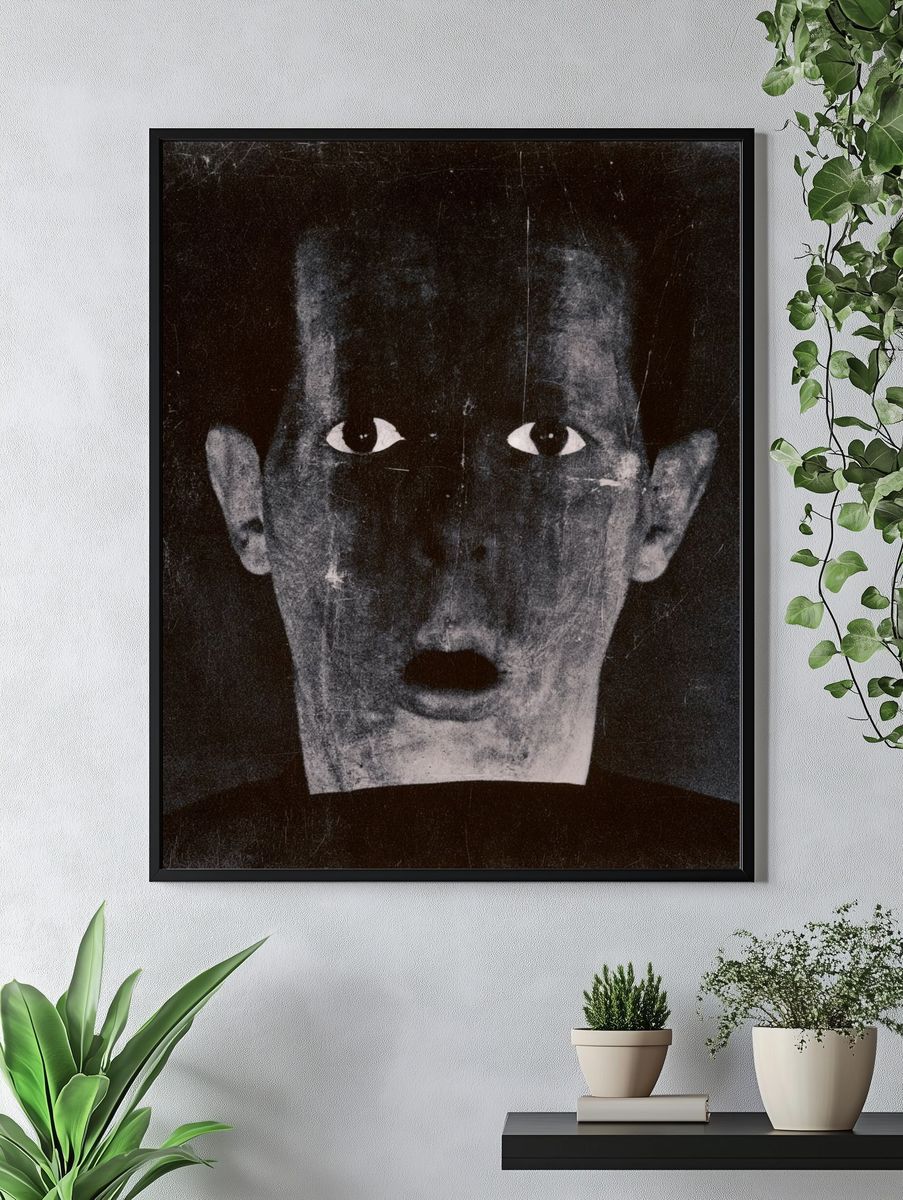Surreal Face Black-White Poster. — room view 4