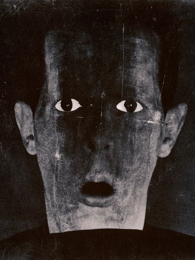 Surreal Face Black-White Poster. poster