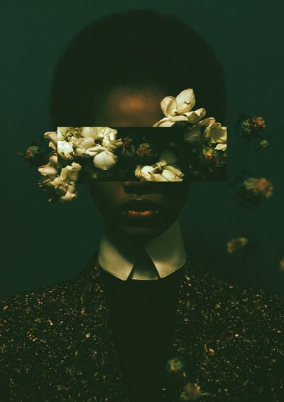Floral Portrait Surrealism Print. poster print
