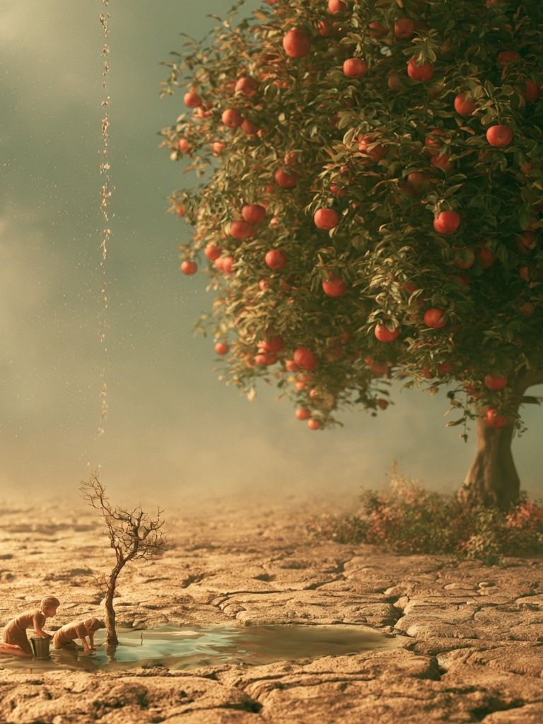 Surreal Apple Tree Dreamscape Print. poster detail
