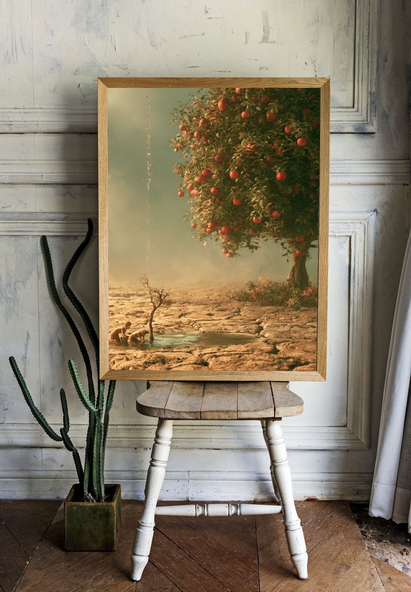 Surreal Apple Tree Dreamscape Print. room preview