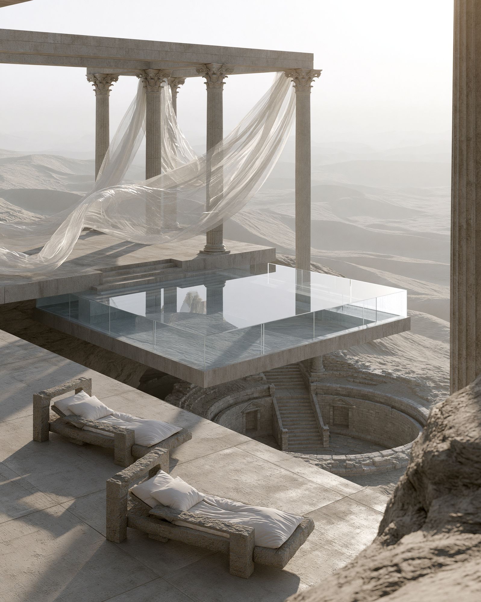 Desert Temple Ruins Print. poster detail