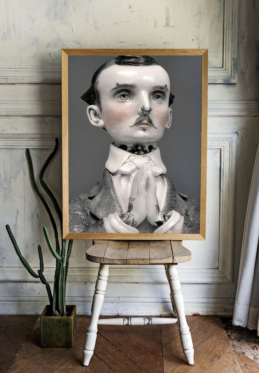 Surreal Victorian Portrait Print. — room view 1