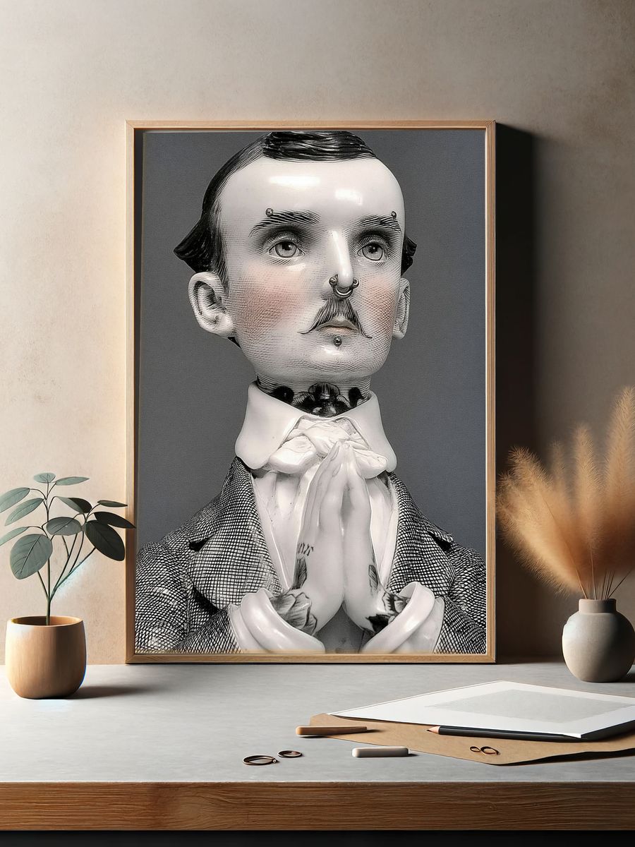 Surreal Victorian Portrait Print. — room view 2