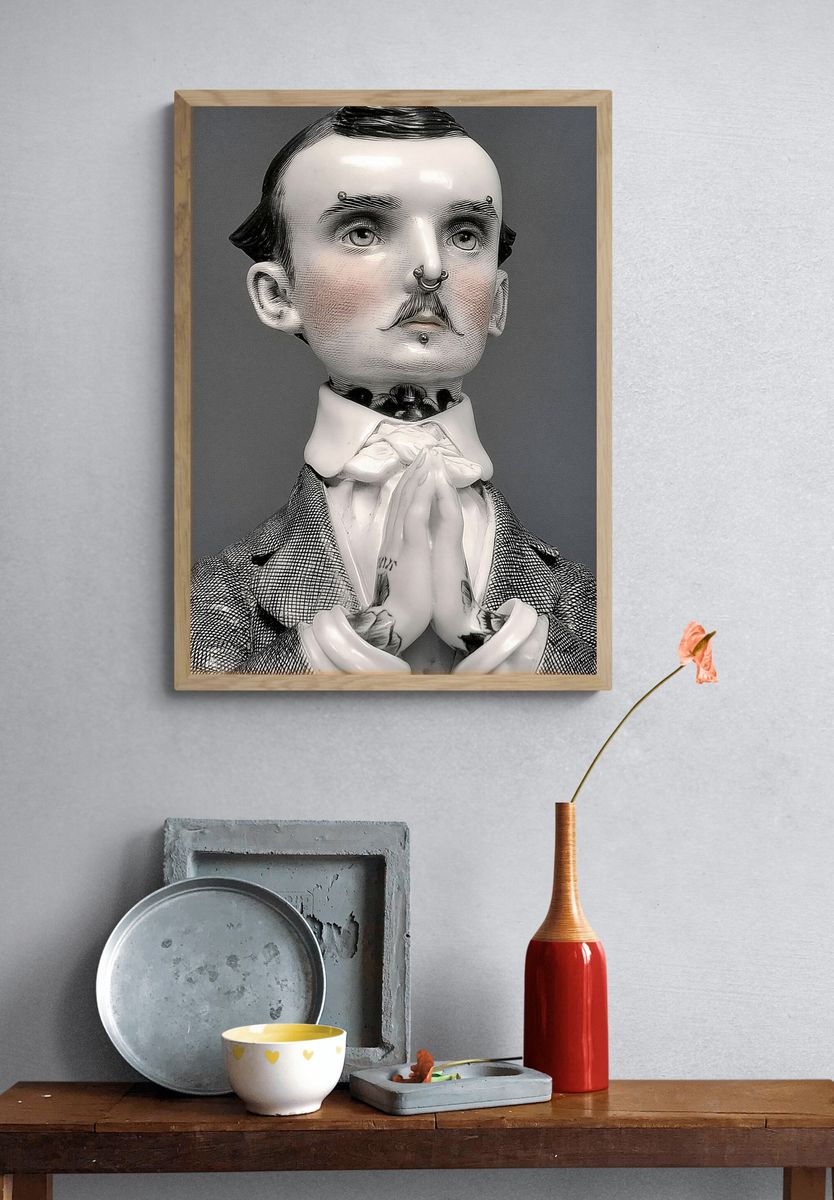 Surreal Victorian Portrait Print. — room view 3