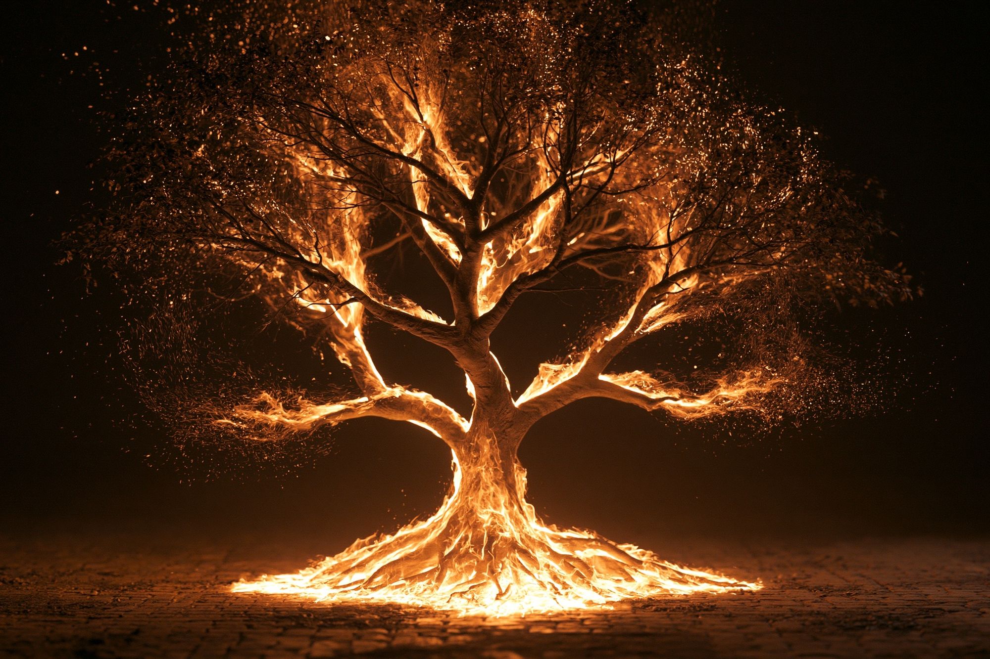 Burning Tree Surrealism Print. poster — fine-art art