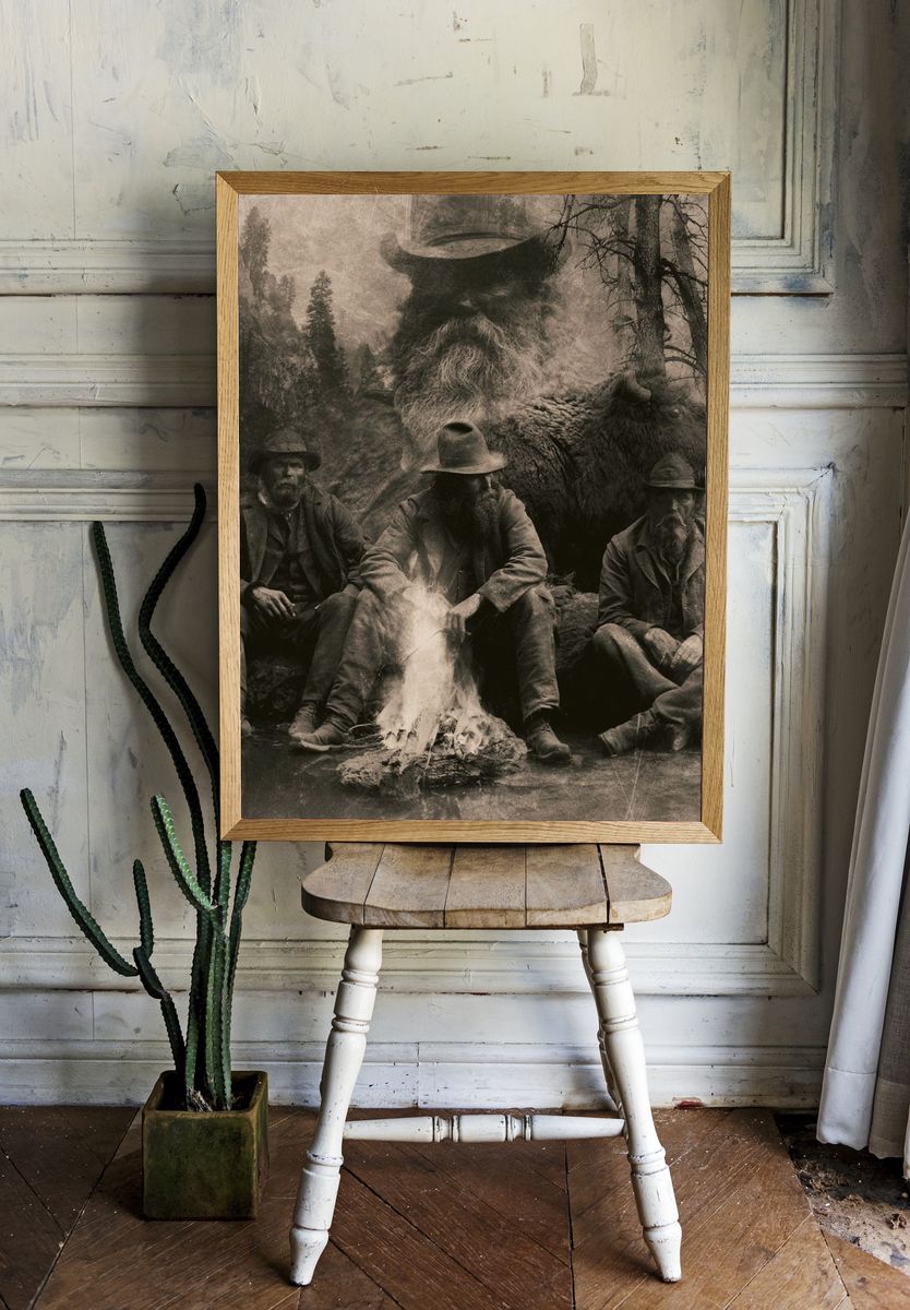 Wilderness Campfire Surrealism Print. room preview