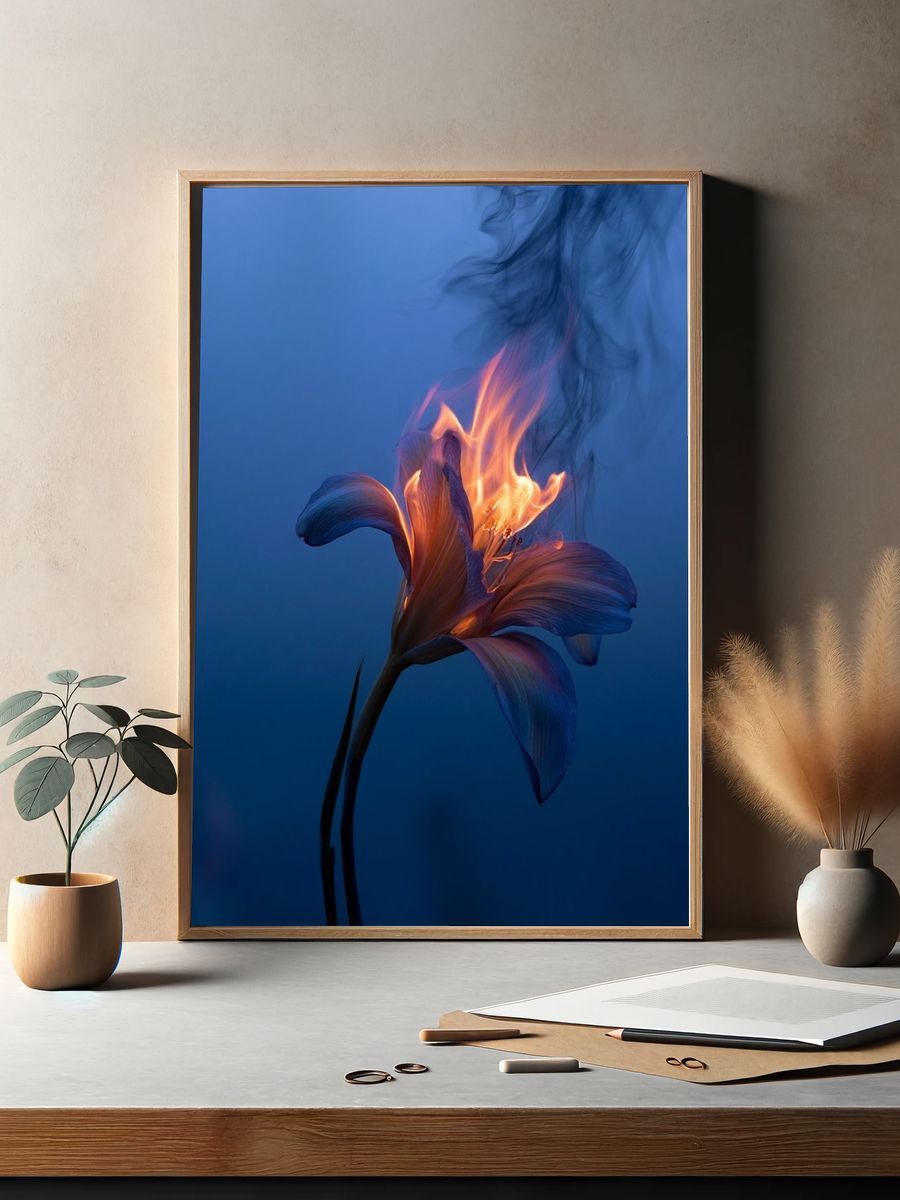 Burning Lily Surrealism Print. — room view 2