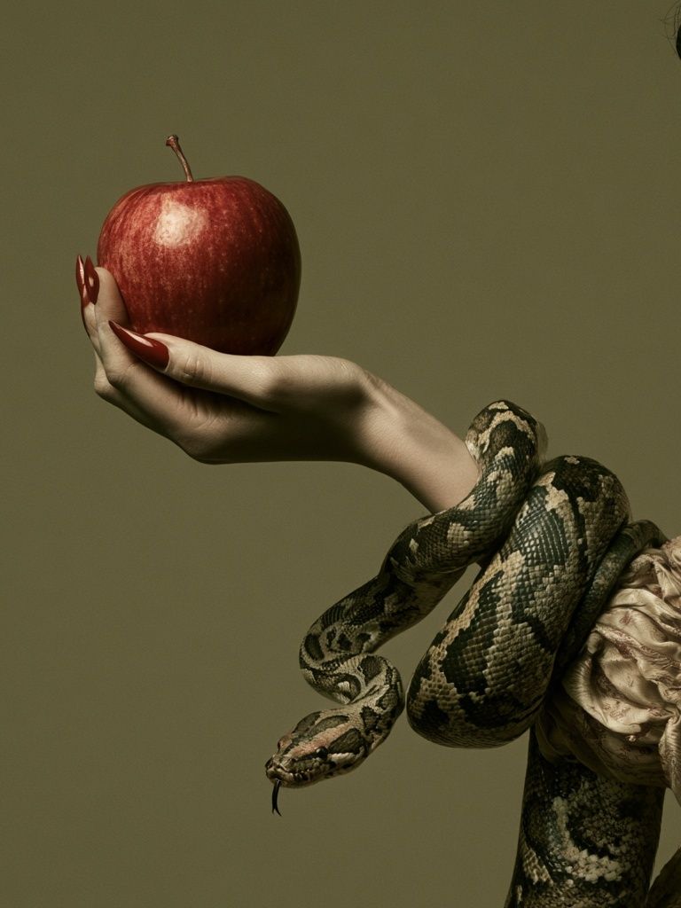 Snake and Apple Surrealism Print. poster detail