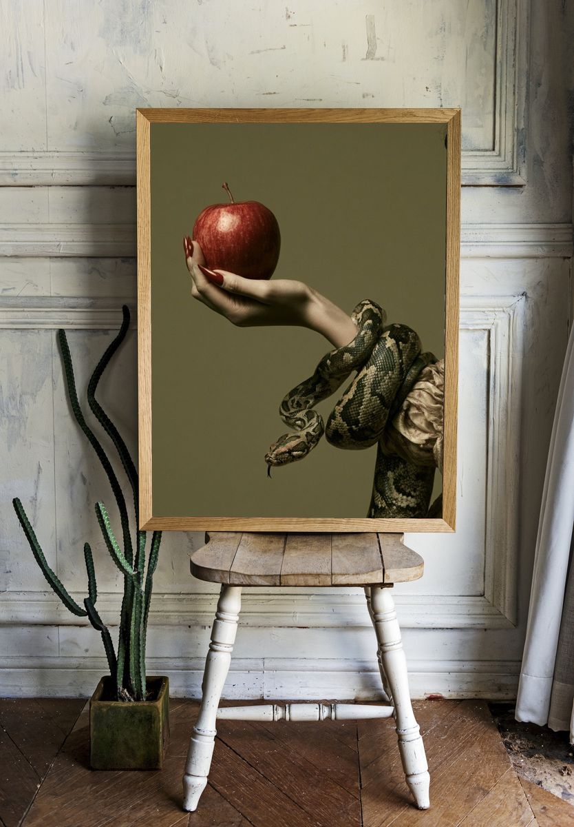 Snake and Apple Surrealism Print. — room view 1