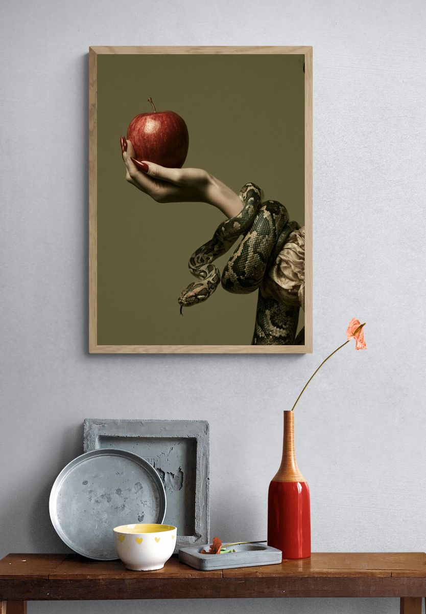 Snake and Apple Surrealism Print. — room view 3