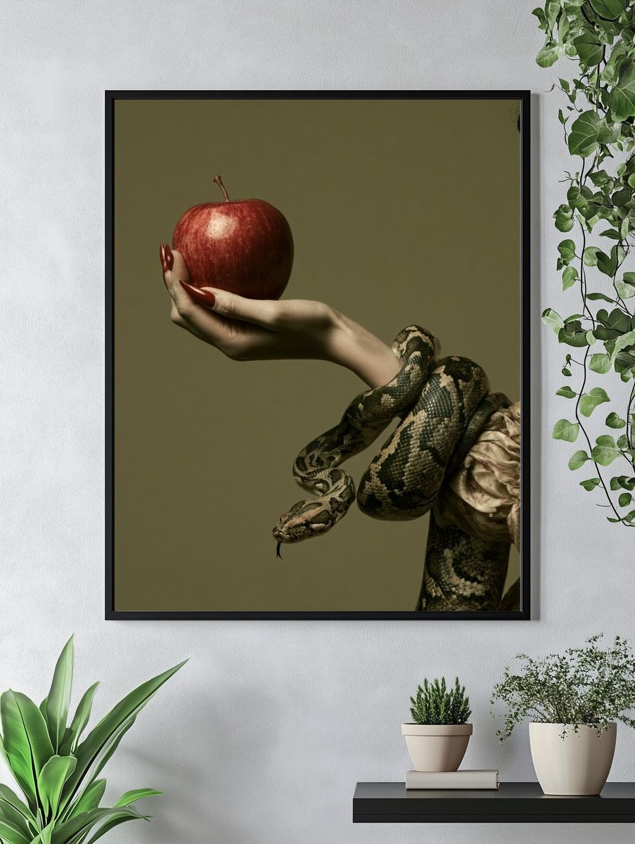 Snake and Apple Surrealism Print. — room view 4