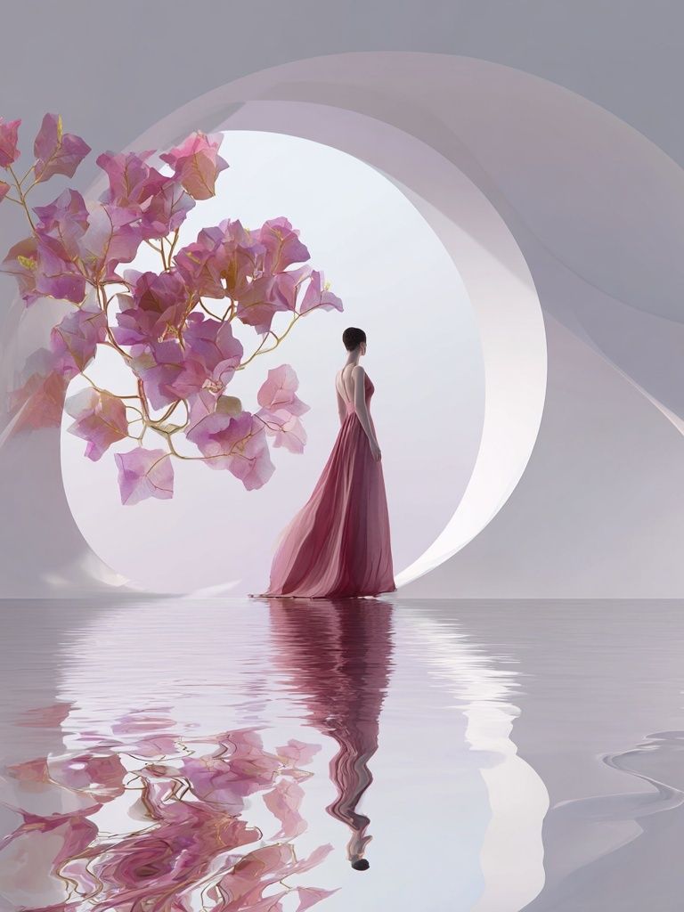 Pink Bloom Surrealism Poster. poster detail