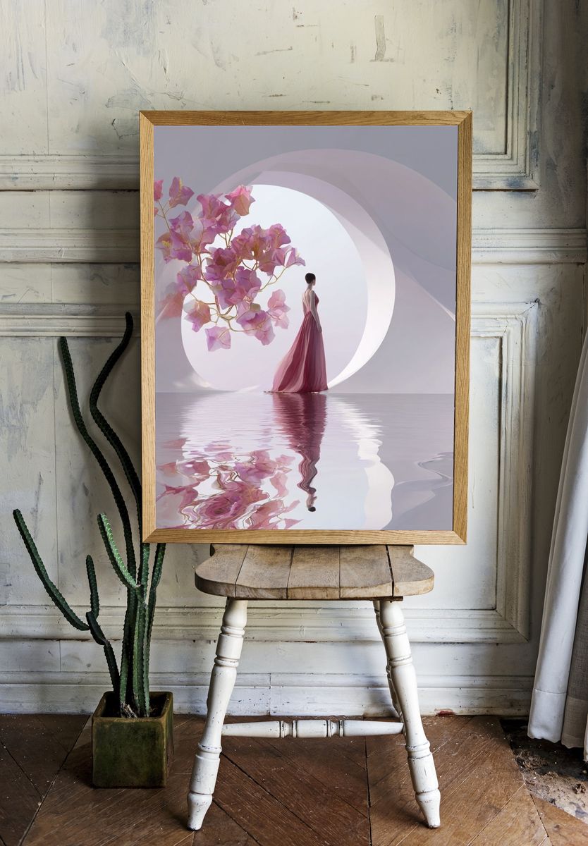 Pink Bloom Surrealism Poster room preview