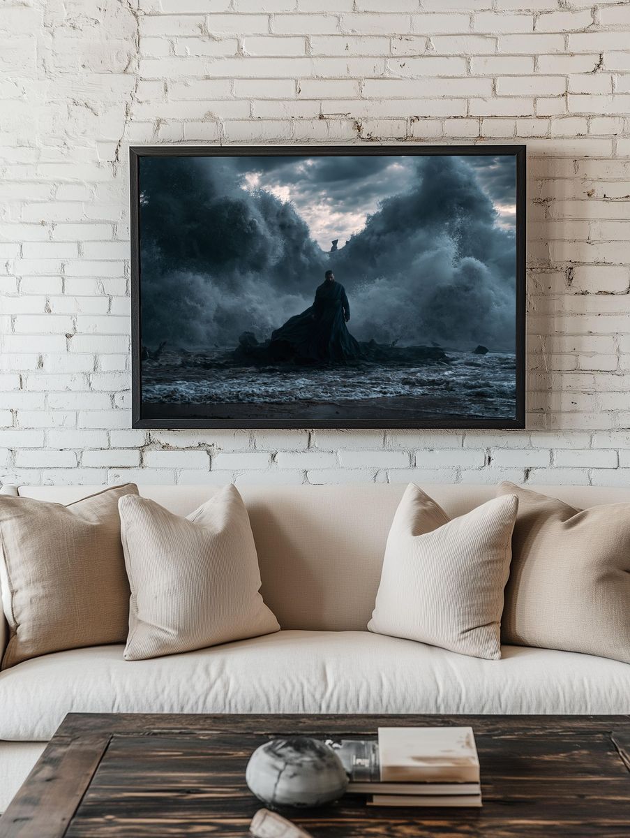 Stormy Sea Figure — Surreal Print. — room view 1