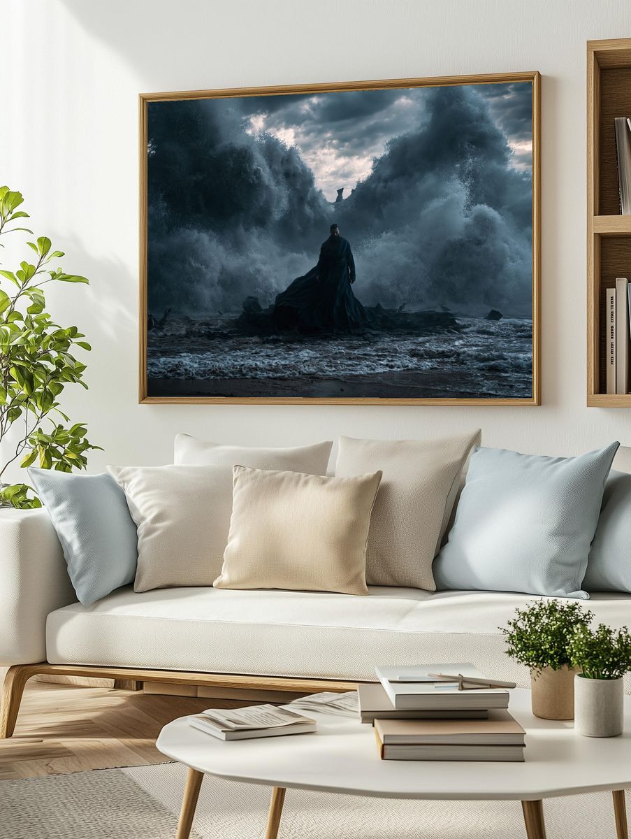 Stormy Sea Figure — Surreal Print. — room view 2