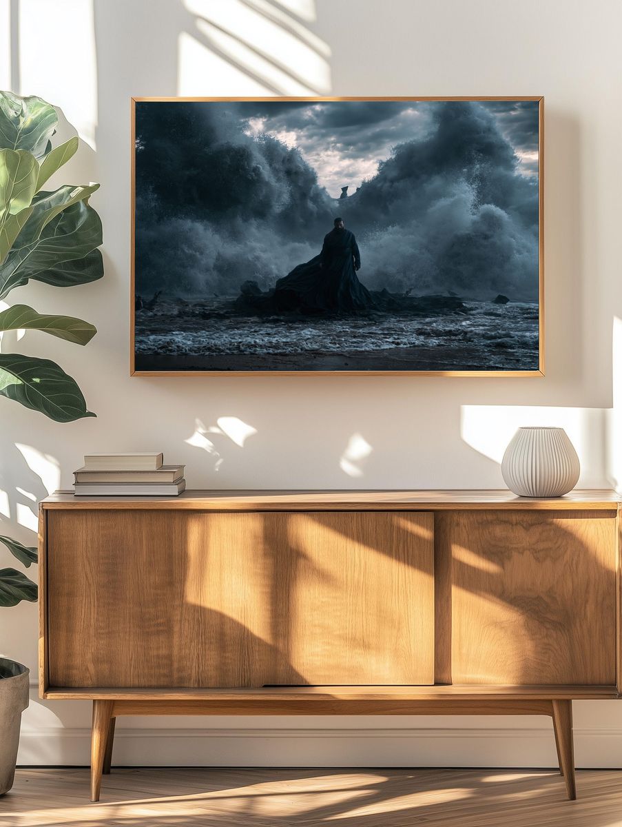 Stormy Sea Figure — Surreal Print. — room view 3