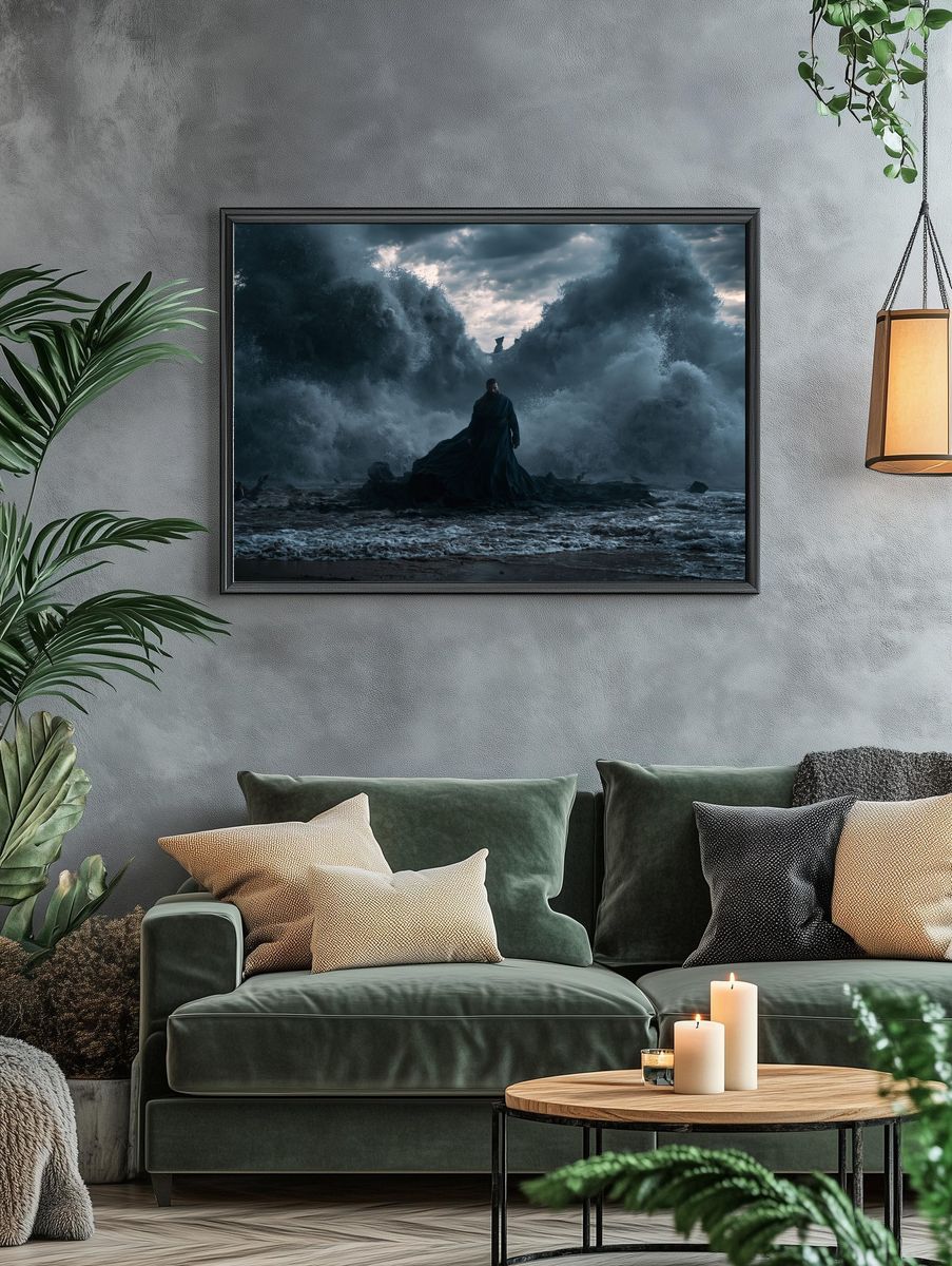 Stormy Sea Figure — Surreal Print. — room view 4
