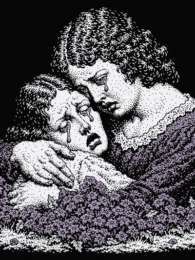 Weeping Lovers Surrealism Poster.