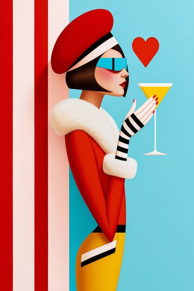 Cocktail Fashion Portrait Print. poster