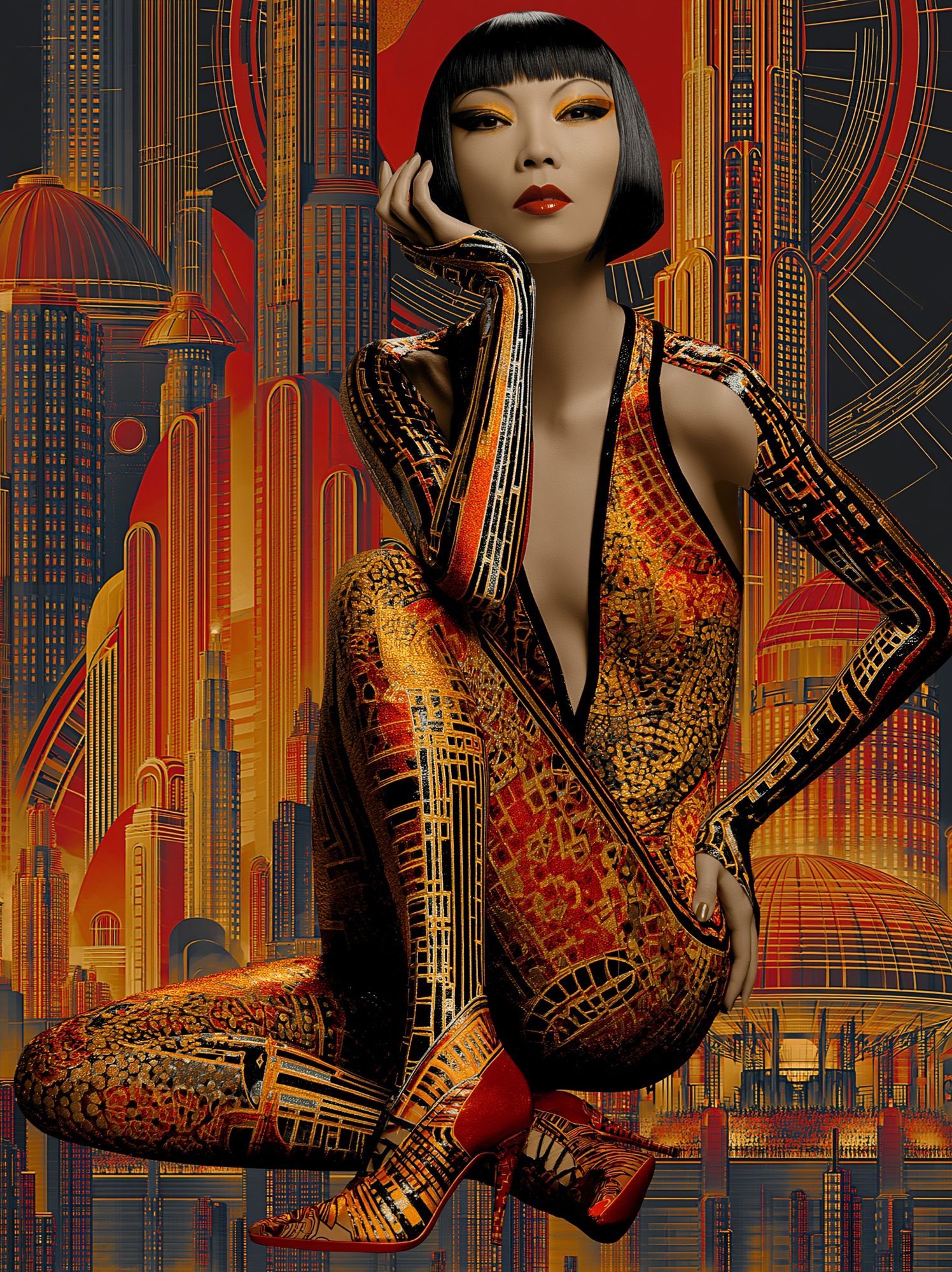 Art Deco Fashion Portrait Poster. poster detail