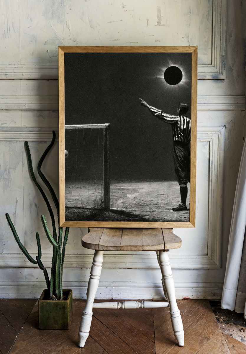 Eclipse Football Surrealism Poster. room preview