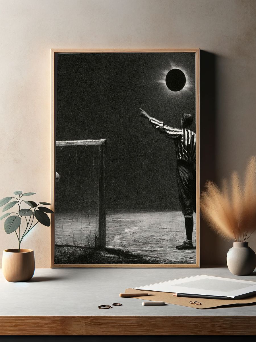Eclipse Football Surrealism Poster. — room view 2