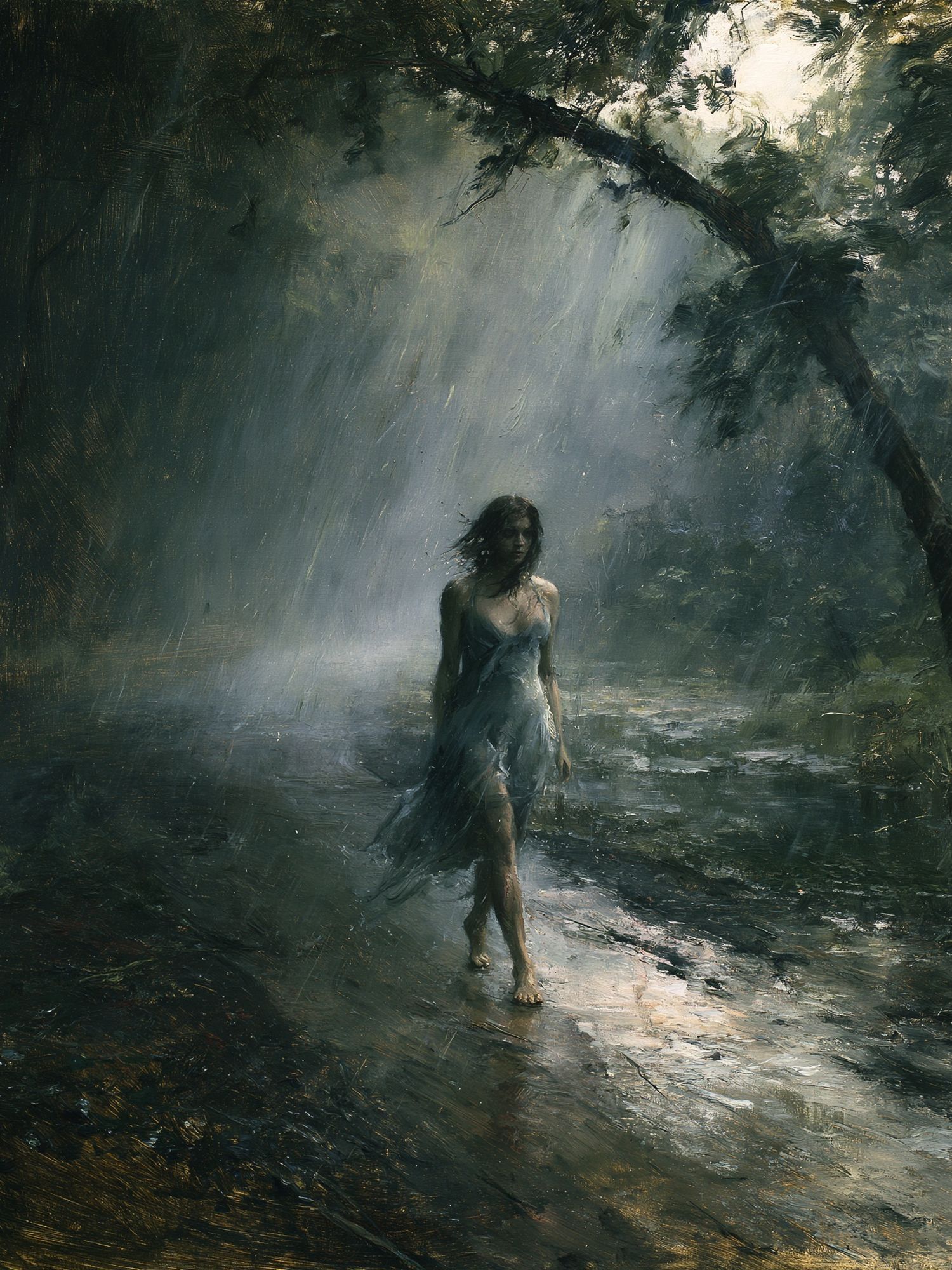 Forest Woman Surrealism Print. poster detail