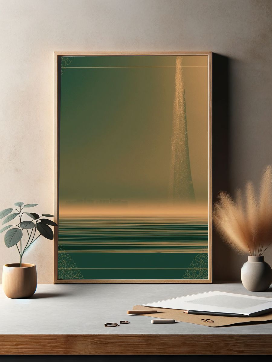 Surreal Emerald Seascape Print. — room view 2