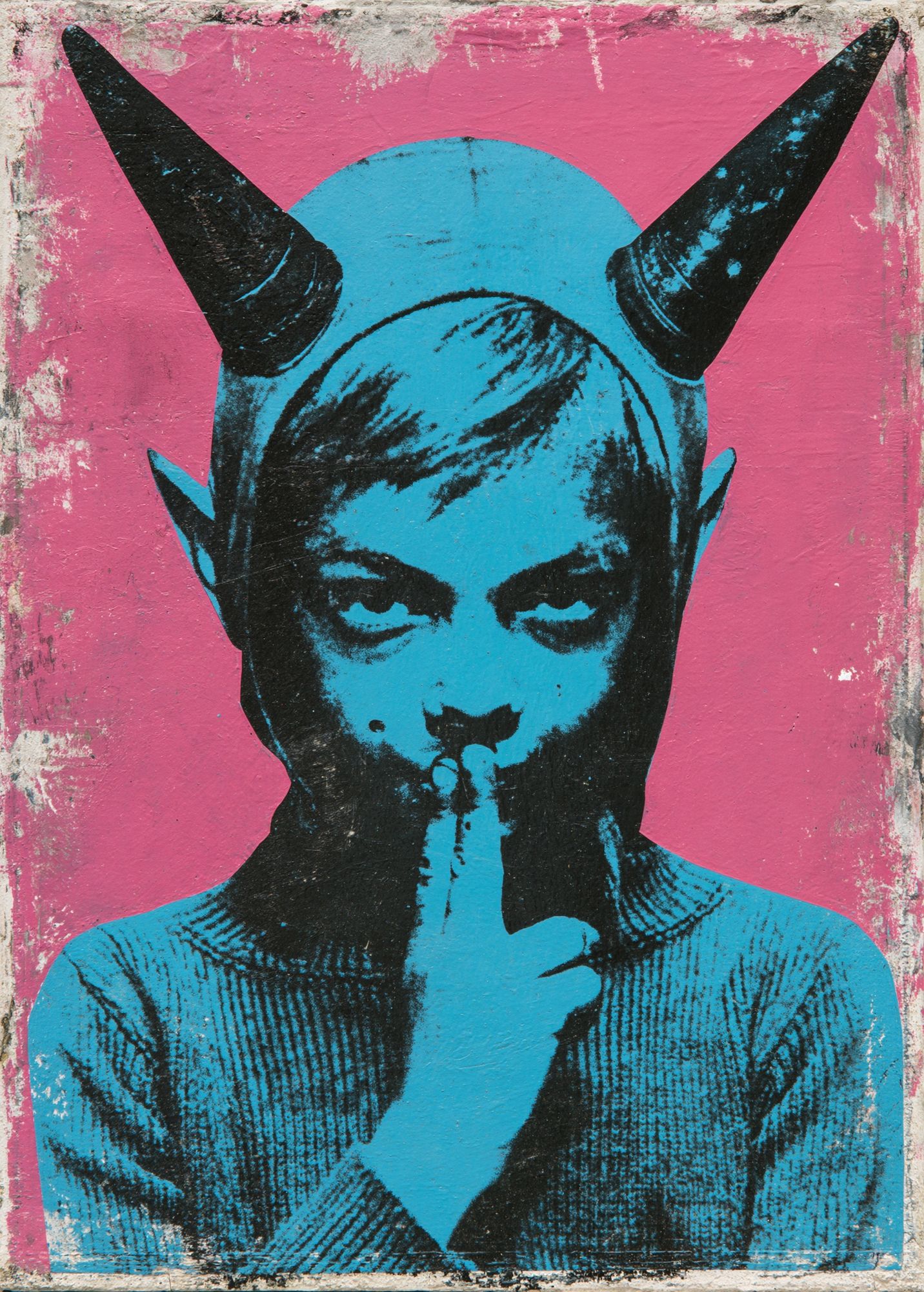 Horned Figure Street Art Poster. poster detail